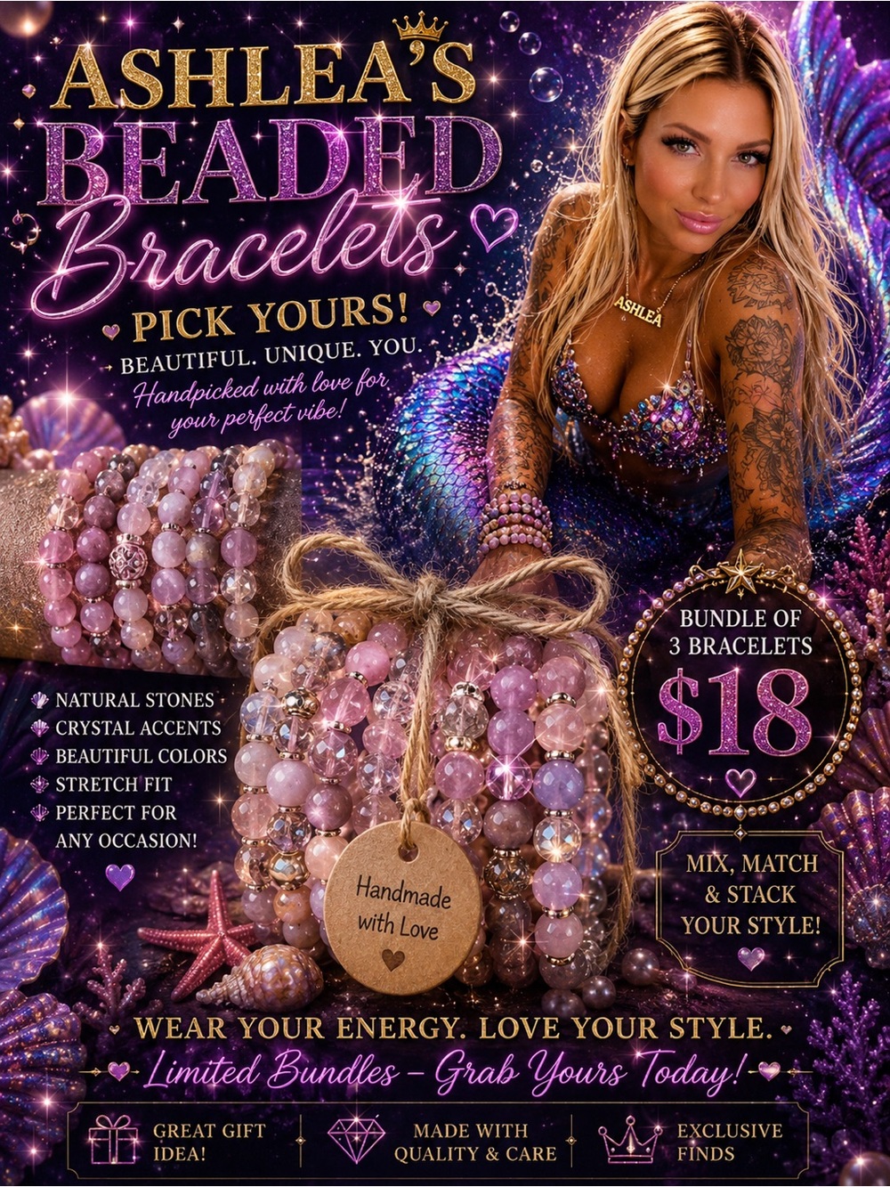 Quiet Flame Beaded Bracelet Set (Bundle of 3)